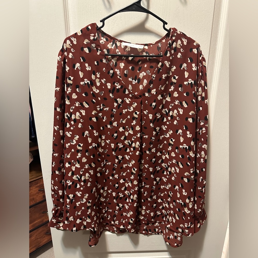 Women's Floral Print Blouse - Red